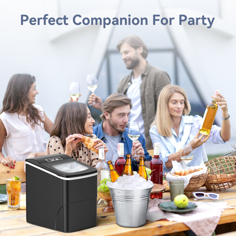 26 Lb. lb. Daily Production Bullet Ice Countertop Ice Maker,9 Bullet Ice Cubes Ready in 8 Mins, Black