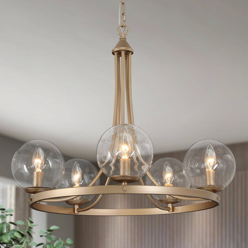 Lougene 5 - Light Ring Modern Chandelier With Globles