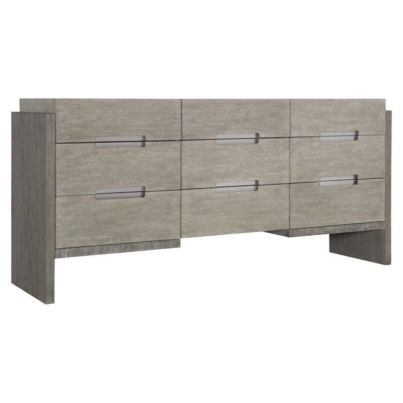 Transitional Brown Acacia 9-Drawer Soft Close Dresser