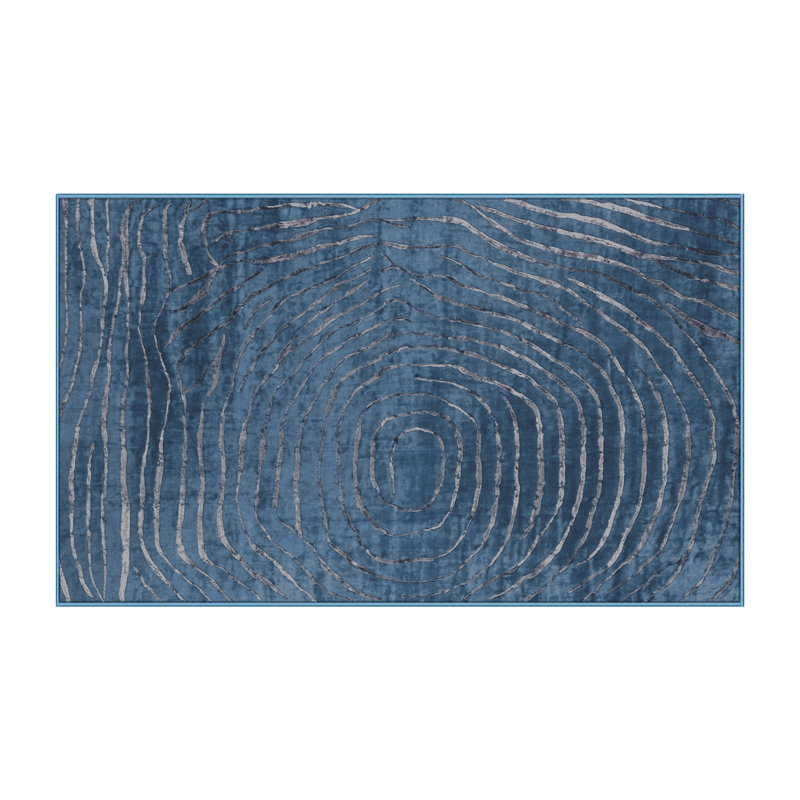 Machine Washable Blue Area Rug, Rectangle 8' x 12'