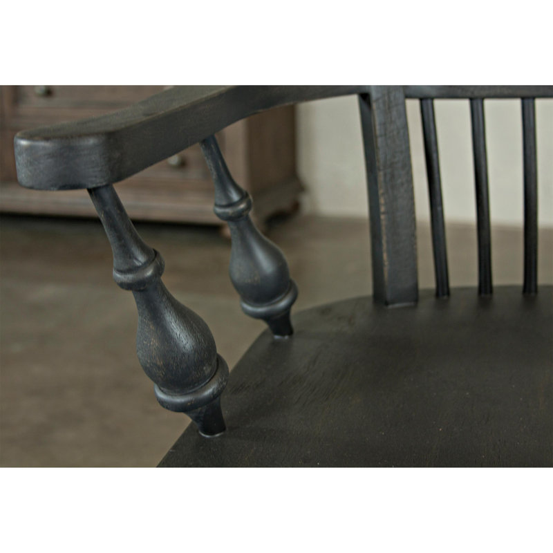 Morrisania 18'' H Solid Wood Armchair, Charred Oak