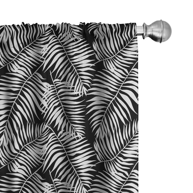 Semi Sheer Curtain Pair, Black/White, 56" W x 63" L