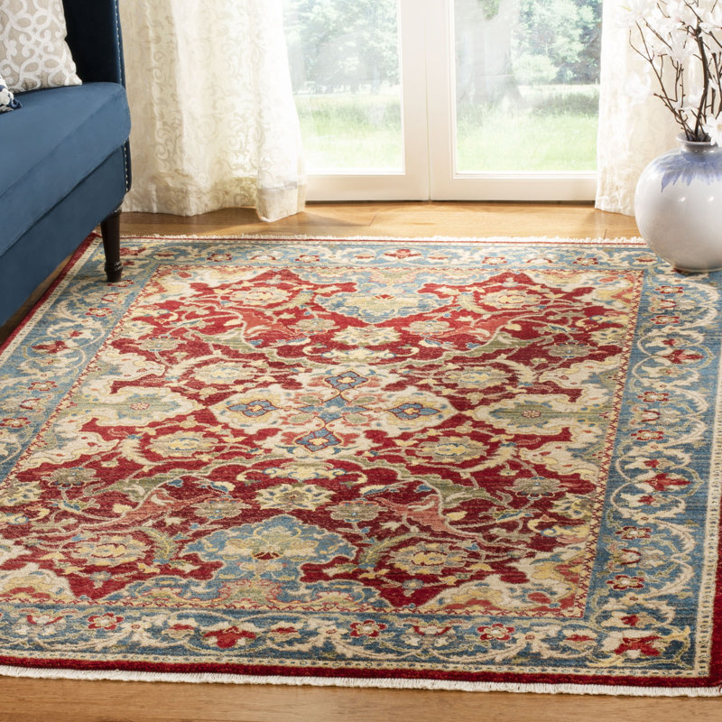 Bisen Performance Oriental Rug, Rectangle 5'1" x 7'5", Red/Blue