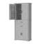 Armoire de rangement autoportante classique en panneau de fibres à densité moyenne gris avec tablettes et tiroirs réglables-1046574529