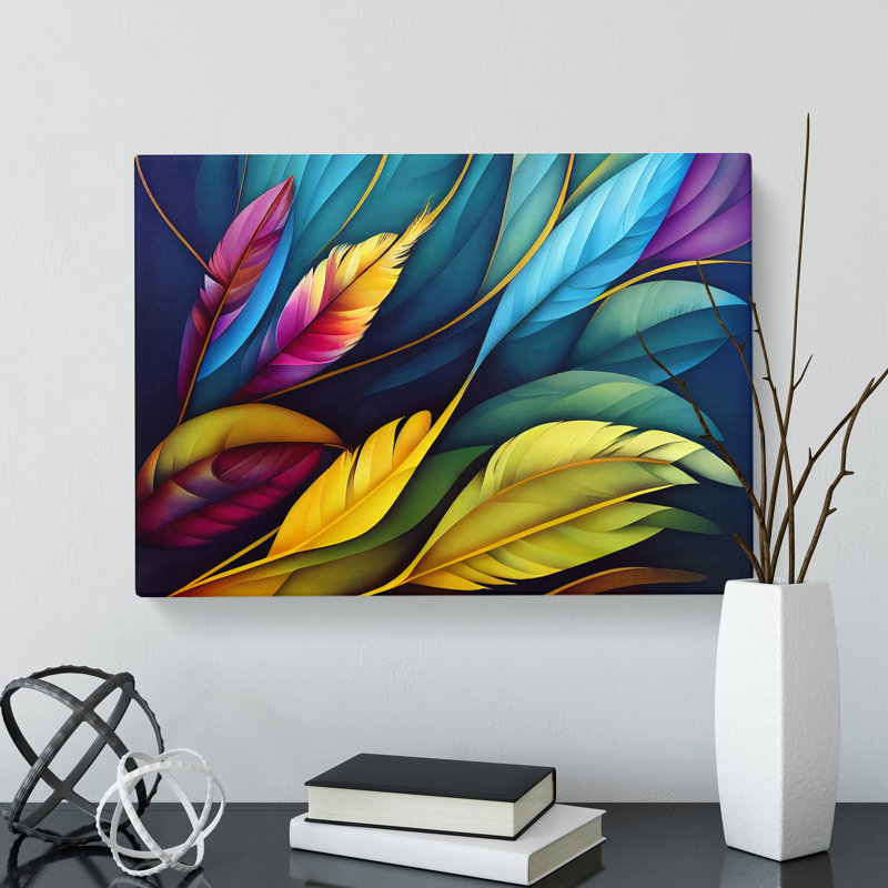 Colourful Bird Feathers Vol.4 - Wrapped Canvas, 40cm H x 60cm W x 3cm D