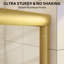 44'' - 48" W X 75'' H Double Sliding Shower Door Modern Frame Aluminum Bypass Door With 5/16'' Tempered Glass In Brushed Gold