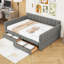 Grand lit plateforme tapissier avec ports USB et 2 tiroirs de rangement-1705998182