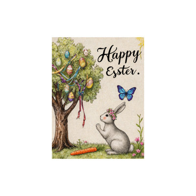 Happy Easter Egg Tree Bunny Flag, 70 x 47 inch, for Home Decor