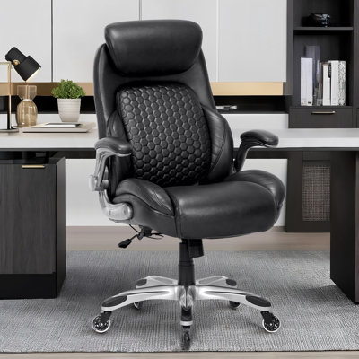 Ergonomic High-Back Executive Office Chair with Adjustable Headrest, Adjustable Lumbar Support, Flip-Up Armrests, Rocking Function