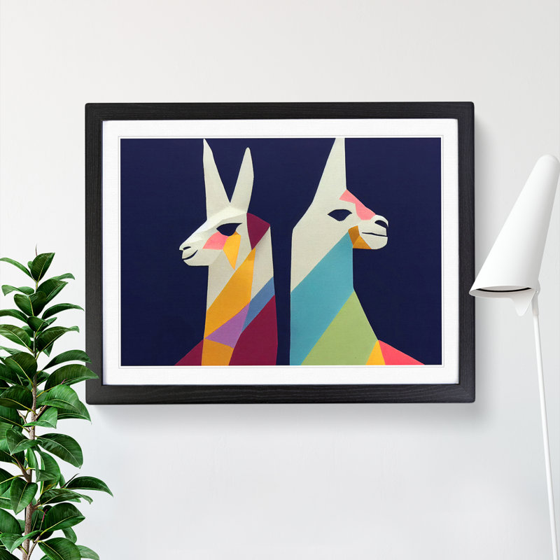 Abstract Llamas - Framed Print, Black, 34cm H x 46cm W x 2cm D
