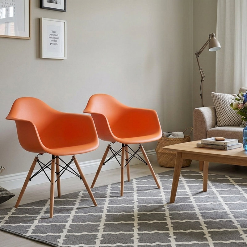 Chaise avec accoudoirs Chaya, Orange