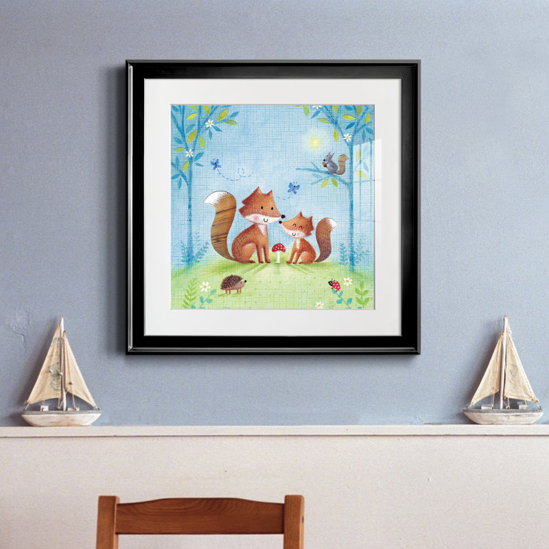 Boho Greenery I - peinture encadrée, Cadre noir, H 17,5 po x l 17,5 po x P 1,5 po
