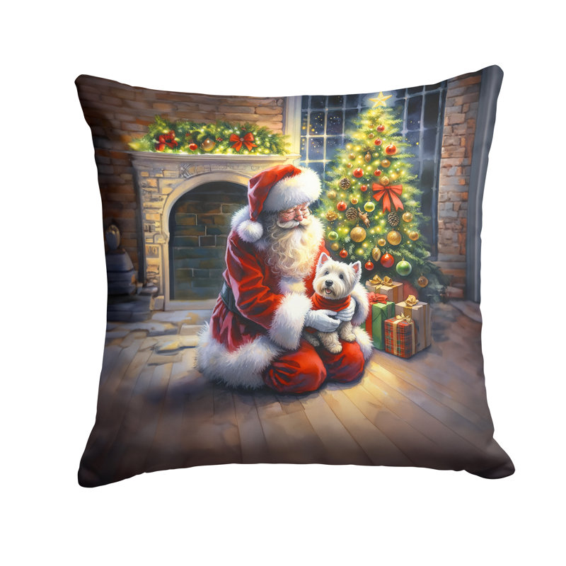 Coussin Westie and Santa Claus, H 18 po x l 18 po