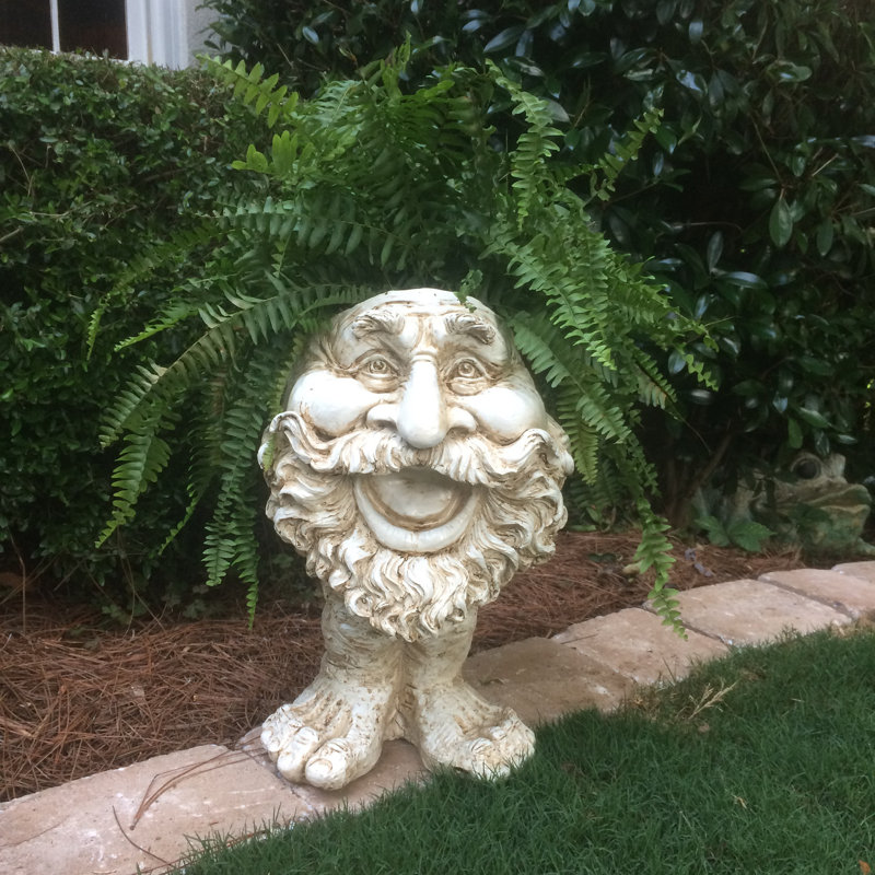 Muggly's Ole Salty Face Statue, 18" H x 11.5" W x 12" D, Antique White