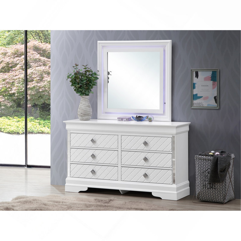 Commode Verona G6790-D, champagne argenté, Blanc