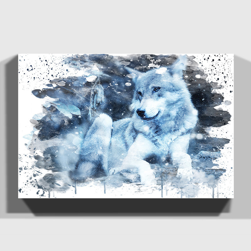 Winter Forest Wolf - Wall Art, 70cm H x 100cm W, Wrapped Canvas