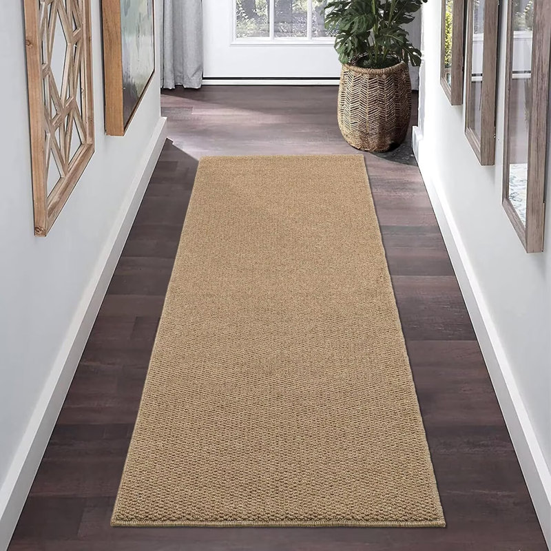 Washable Area Rug for Living Room Solid Textured Vintage Rug Non Slip Throw Rugs Bedroom Rug, Runner 2' x 6'