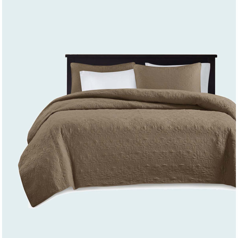 Reversible Set, Mocha, King Quilt + 2 Standard Pillow Shams