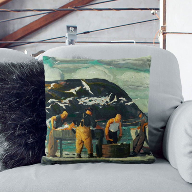 Cleaning Fish Square Throw Cushion, 55cm H x 55cm W x 20cm D