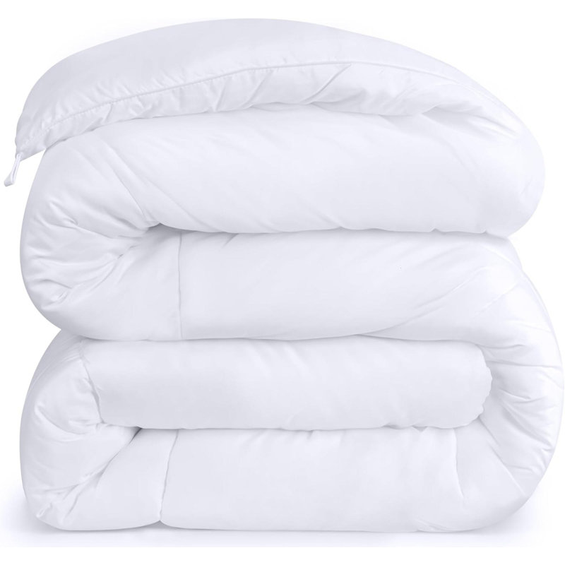 Édredon toutes saisons édredon en duvet synthétique avec surpiqûres en angle, Blanc, Édredon très grand