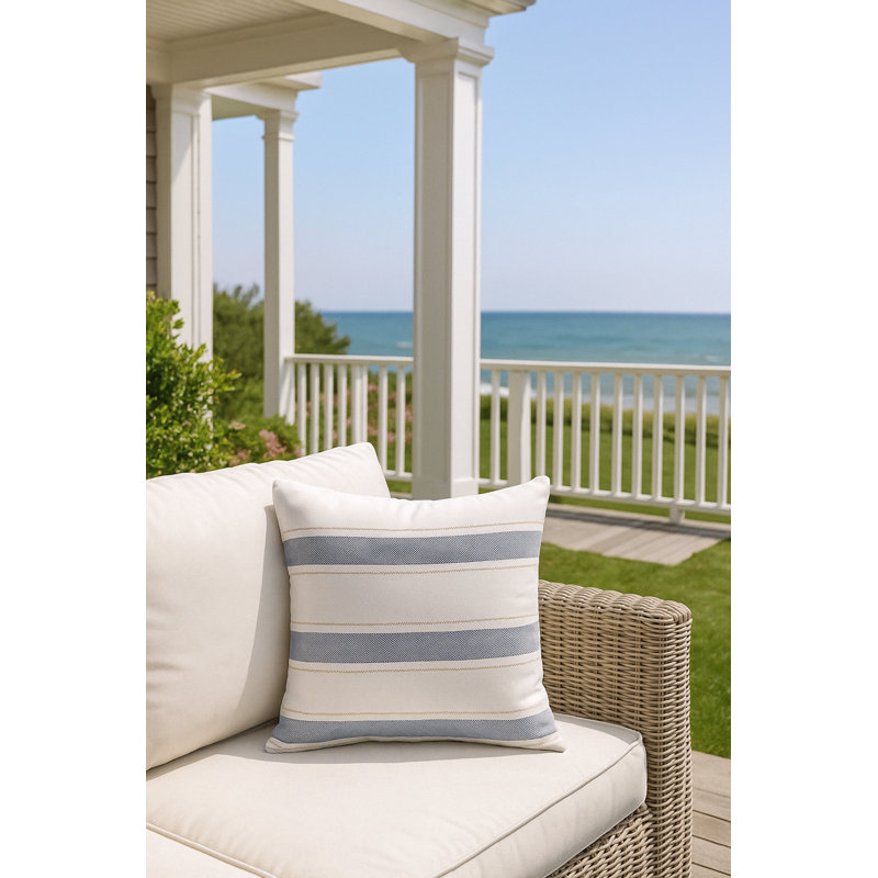 Classic Grey Sail Stripe Indoor Outdoor Pillow 14x20, Green, Square 24", Pillow Cover Only - No Insert