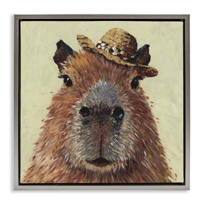 Capybara with Straw Hat Floating Frame, design by Studio Bautista