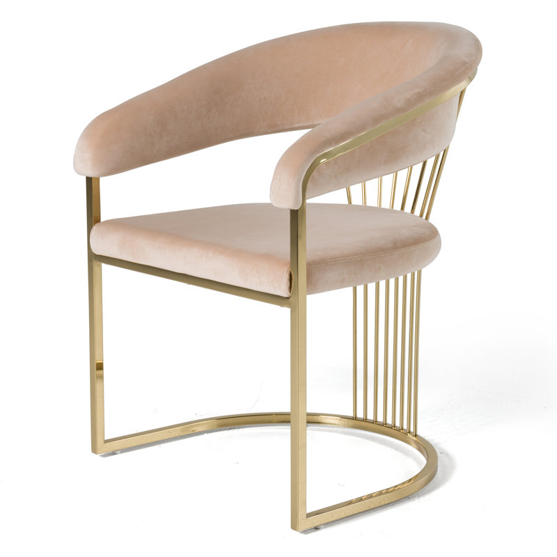 Keyleigh Velvet Upholstered Arm Chair, Beige Velvet