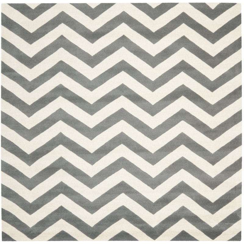 Lesedi Chevron Wool Hand Woven Area Rug, Square 152cm