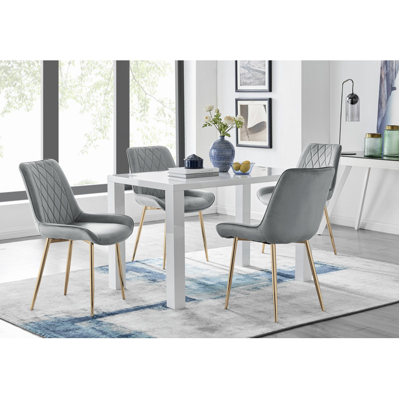 Scottsmoor Dining Set with 4 Chairs, Grey/Gold