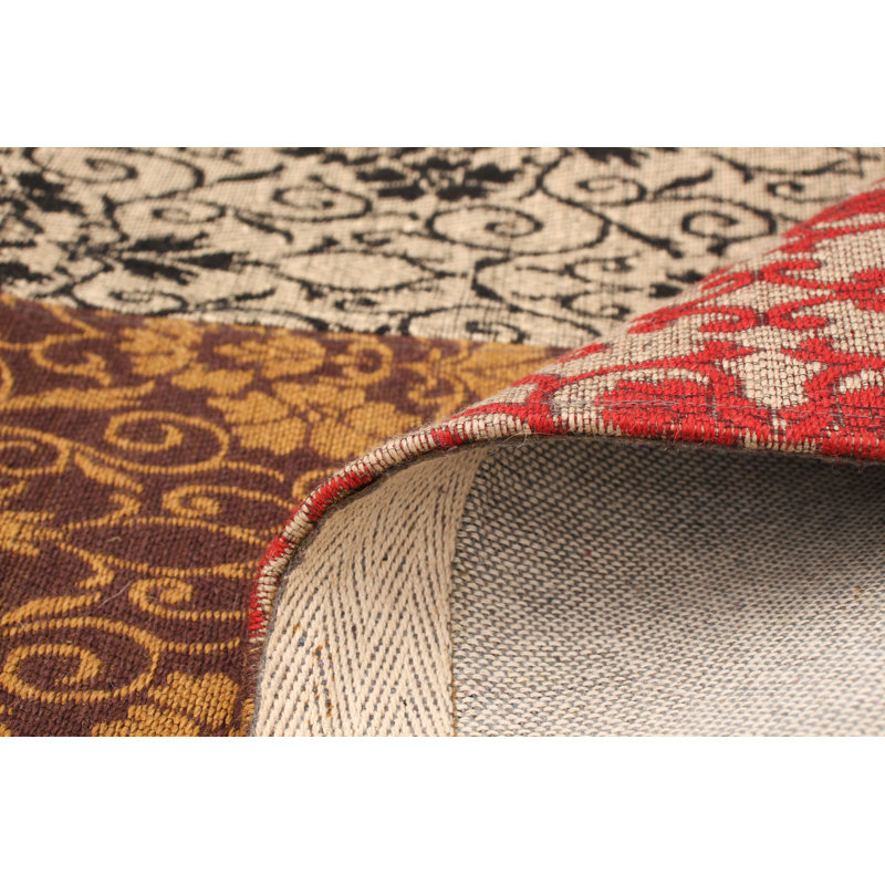 Tapis bleu/rouge handwoven à tissage plat Amata
