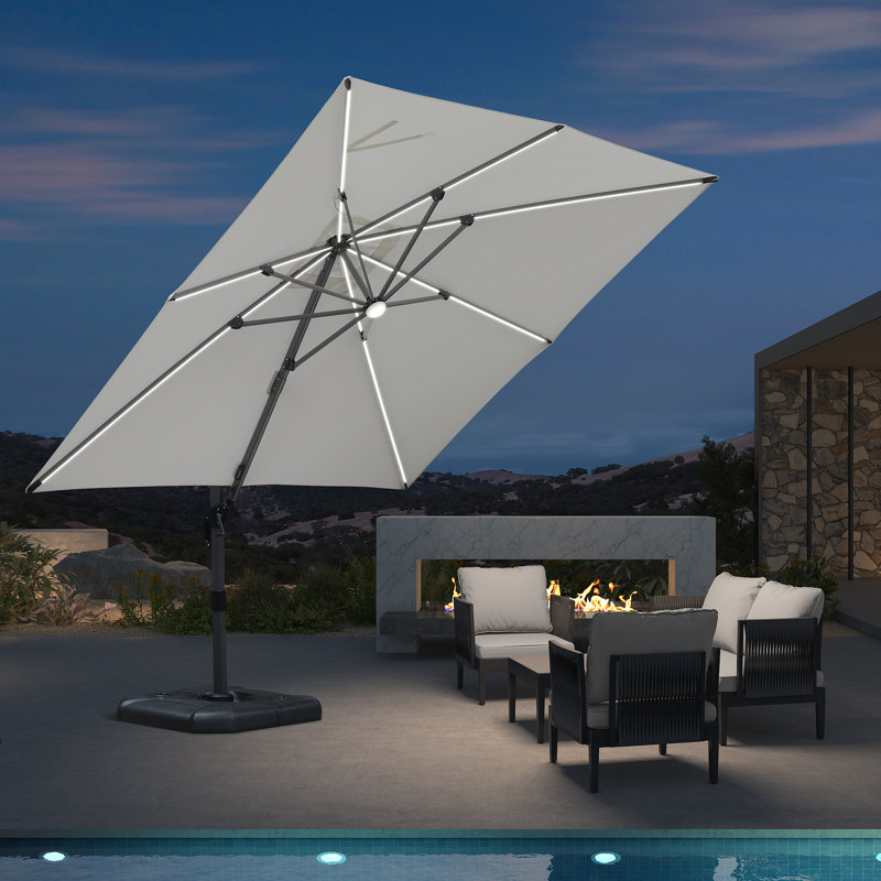 304cm Lighted Cantilever Parasol, White