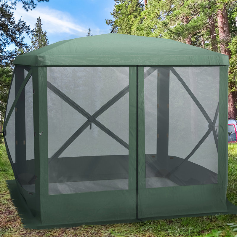 Tente de camping escamotable pour l'extérieur, 7 pi x 7 pi, facile à assembler avec un sac de transport portatif et un abri en filet d'aération, 7,1 pi x 7,1 pi, respirant et stable