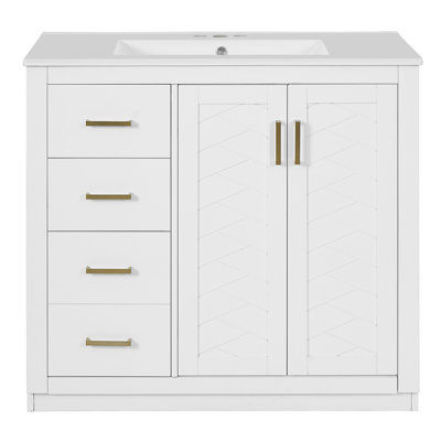 Meuble-lavabo 36 po avec lavabo en céramique et 3 tiroirs
