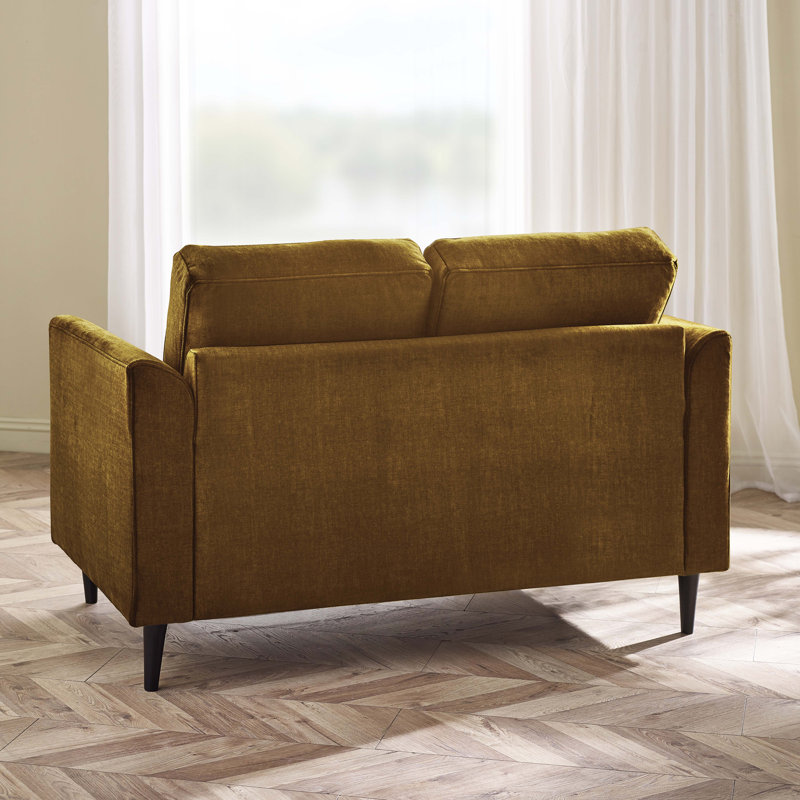 Logi Fabric Seater Sofa - Upholstered Modern Minimalist Boxy Style, Orange, 2