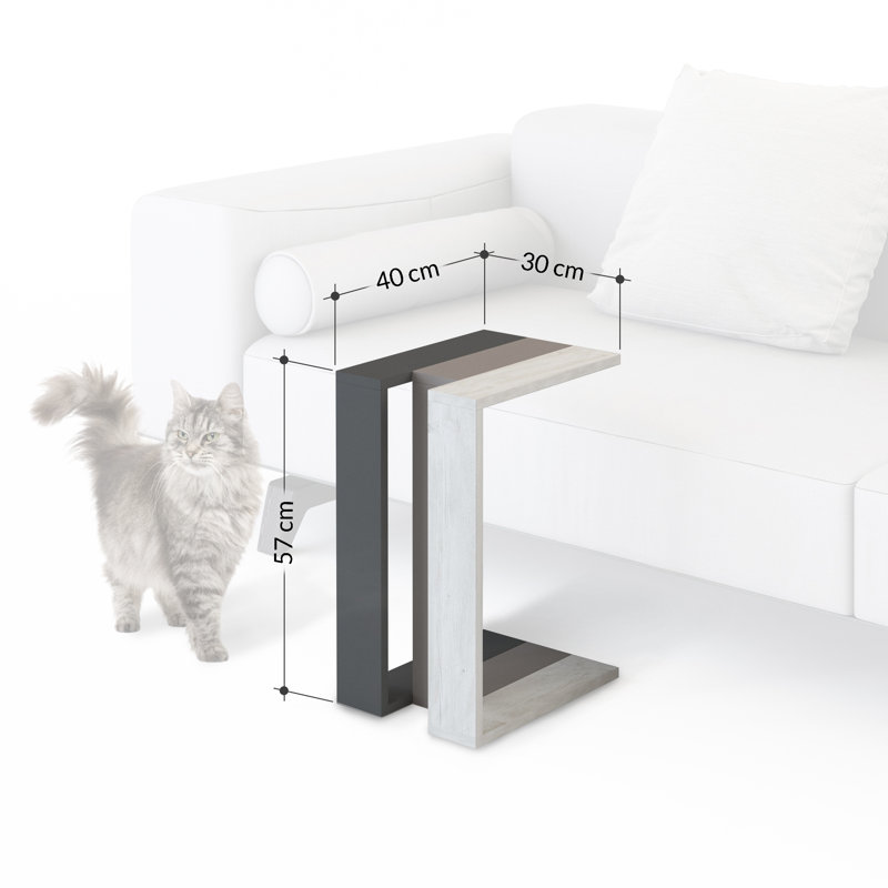 Madelyn Modern Compact C Shape Side Table, Anthracite
