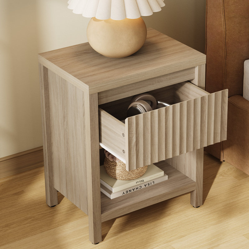 Table de chevet moderne à 1 tiroir avec rangement ouvert Allete