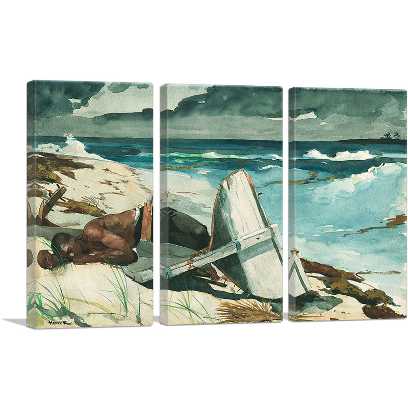 «After the Hurricane Bahamas 1899» par Winslow Homer, ensemble de 3 reproductions d'art sur toiles tendues