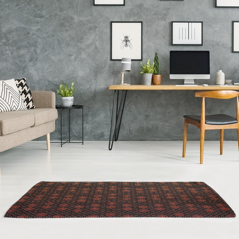 Tapis en treillis noir/orange dégradé, Rectangle 9 pi x 12 pi