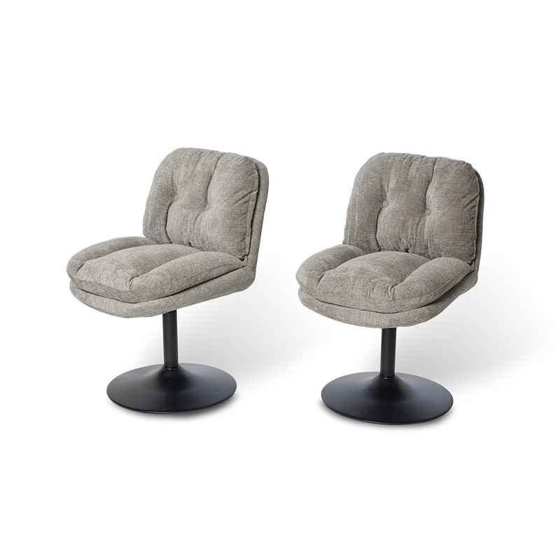 48cm H Tufted Boucle Upholstered Low Back Parsons Chair, Black, Grey