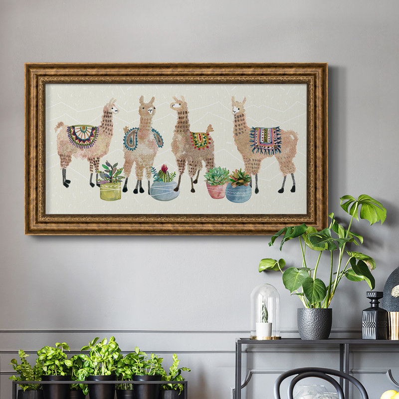 «Llama Party», reproduction d'un seul cadre photo sur toile, H 29 po x l 53 po x P 2,5 po