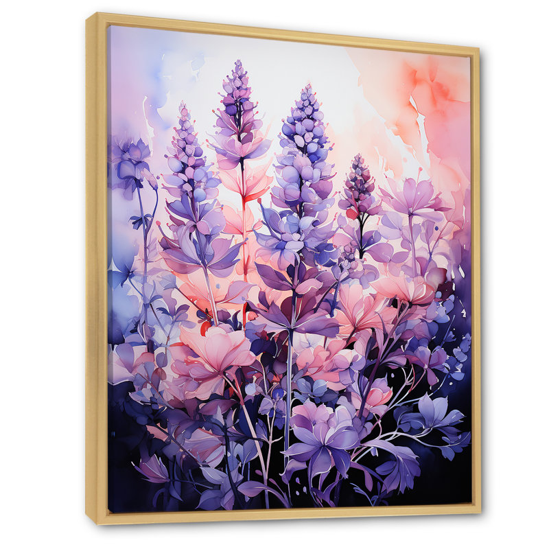 «Meadow Lavender Enchantment I», art mural sur toile floral et botanique, H 32 po x l 24 po x P 1 po, Cadre naturel flottant