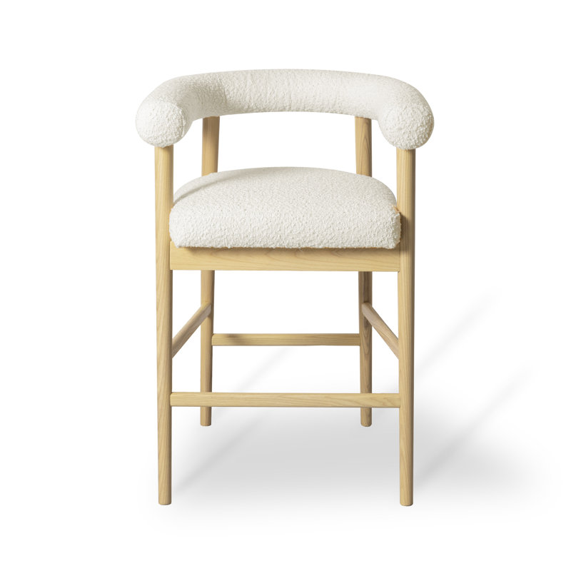 Upholstered Counter Stool, Cream/Natural