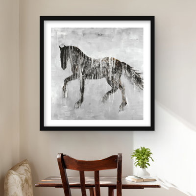 Horse Brown Silhouette - Black Framed Matted Print Decor