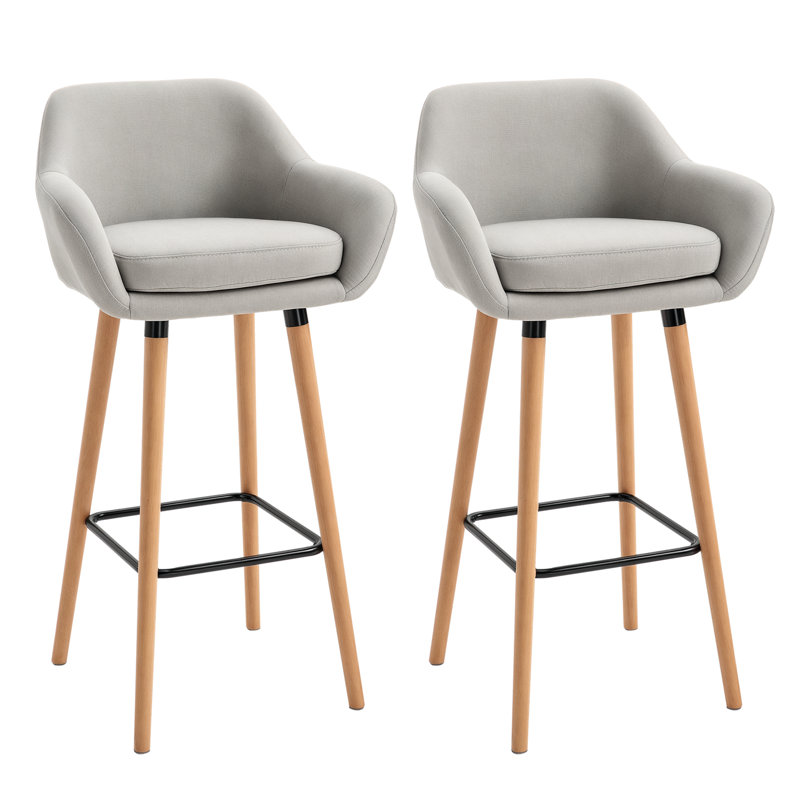 Aghaboy Upholstered Counter Stool with Metal Frame, Light Grey