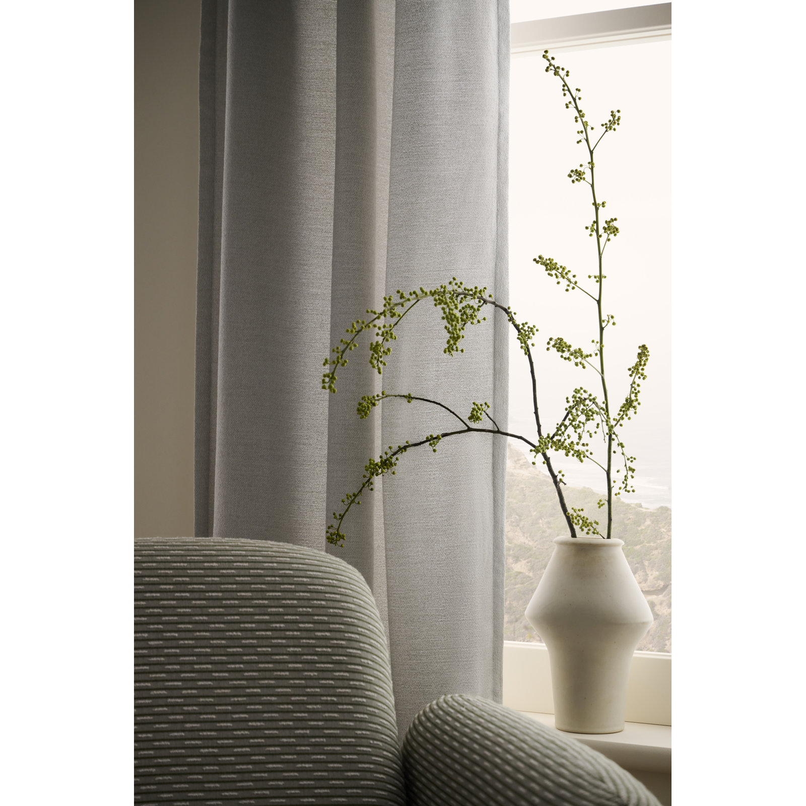 Landon Sunbrella Curtain, Cloud, 50" W x 120" L