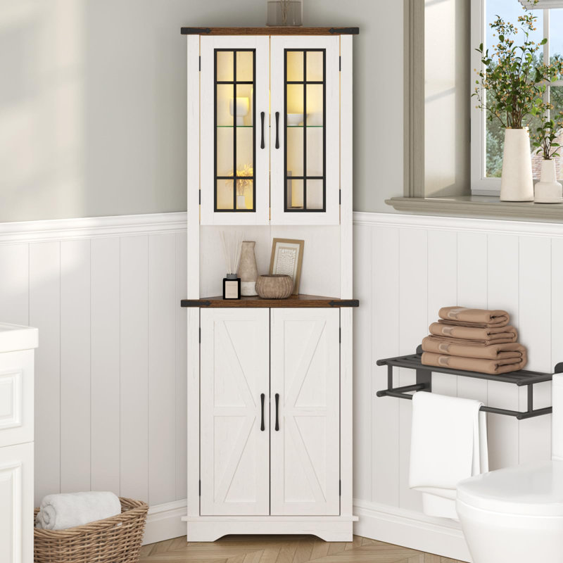 Schellens Freestanding Linen Cabinet, Walnut/White