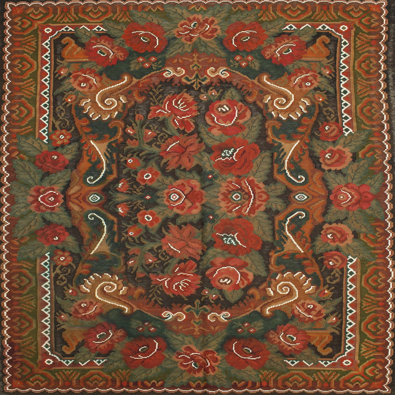 Tapis décoratif brun oriental Maliha, Carré 6 pi