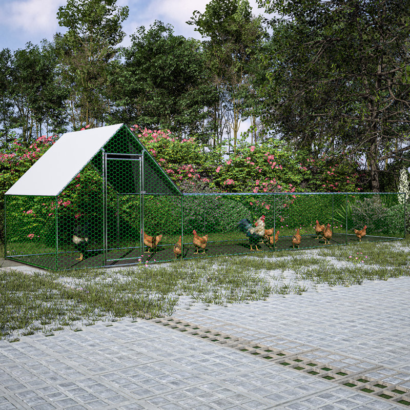 Enclos à poules de 26 po x l 6,7 po x P 6,6 pi avec cadre en métal imperméable et à protection solaire pour barbecue