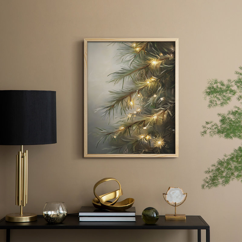 Christmas Holiday Art -Series 2-XL Framed Print - Solid Wood, Natural, 15" H x 12" W