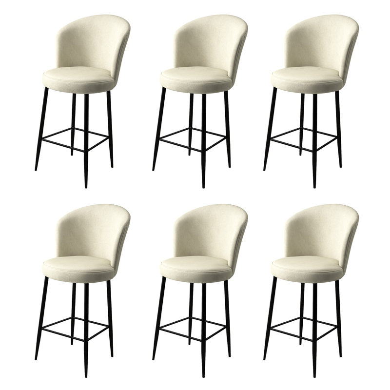 Ensemble de tabourets de bar modernes (6 pièces), crème et noir, 18,1 po x 40,2 po x 15,7 po | Structure 100% métal, siège en mousse 22 pouces, hauteur de siège de 14,6 po, design élégant pour la maison et les hôtels | Siège durable et confortable
